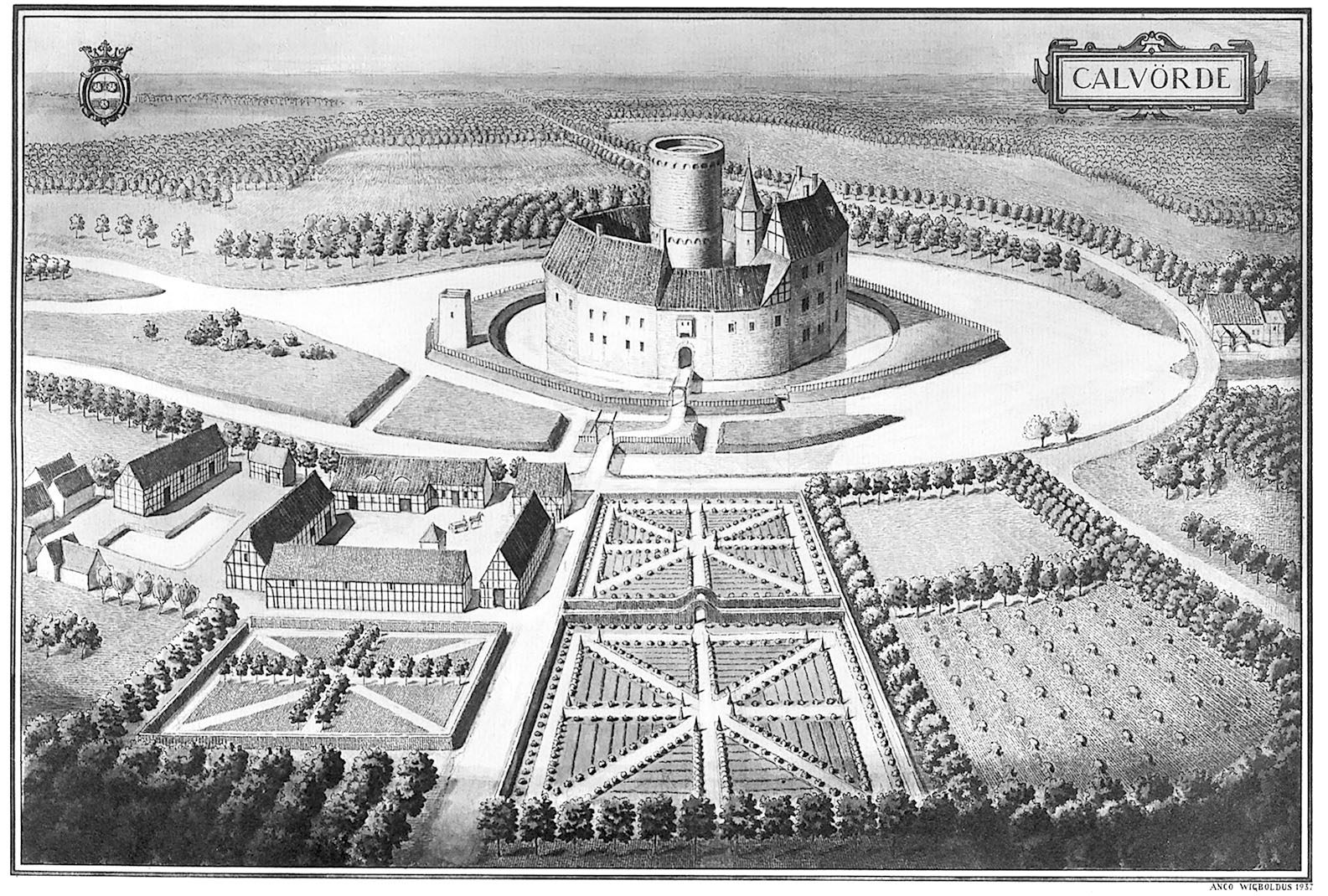 Burg Calvörde um 1600 - Zeichnung von Anco Wigboldus