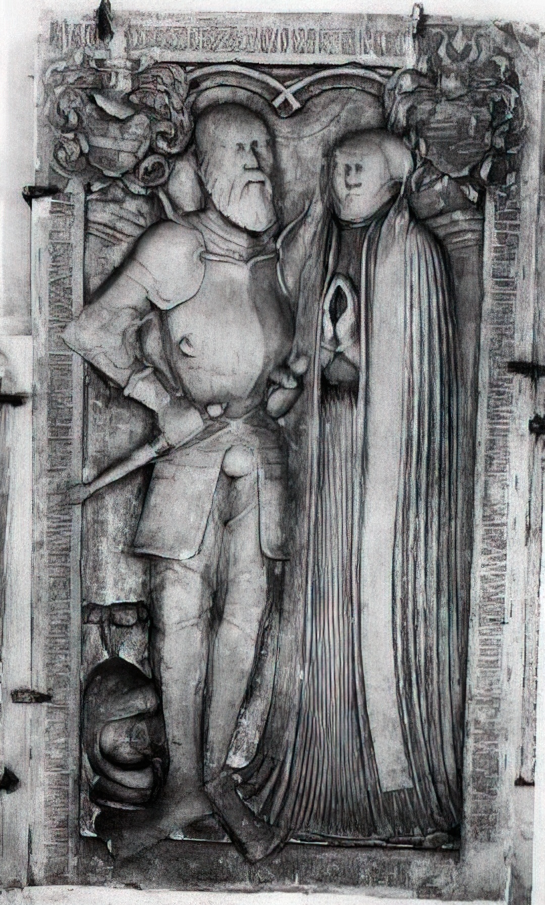 Grabsteine für Valentin I. von Alvensleben (1529-1594) und seiner Gemahlin Anna, geb. von Veltheim (1532-1565), Nicolaikirche