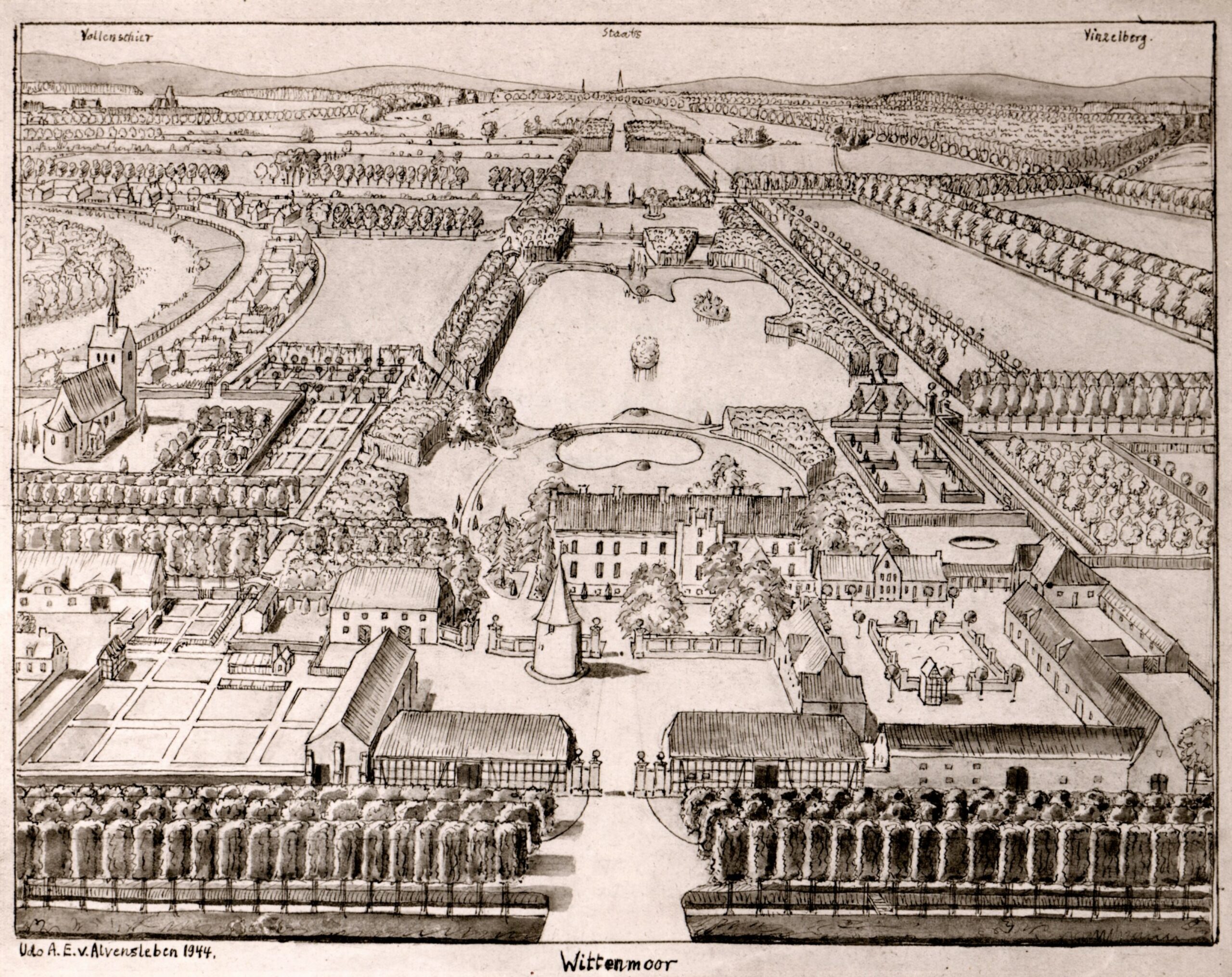 Gut Wittenmoor 1944 - Zeichnung von Udo v. Alvensleben-Wittenmoor